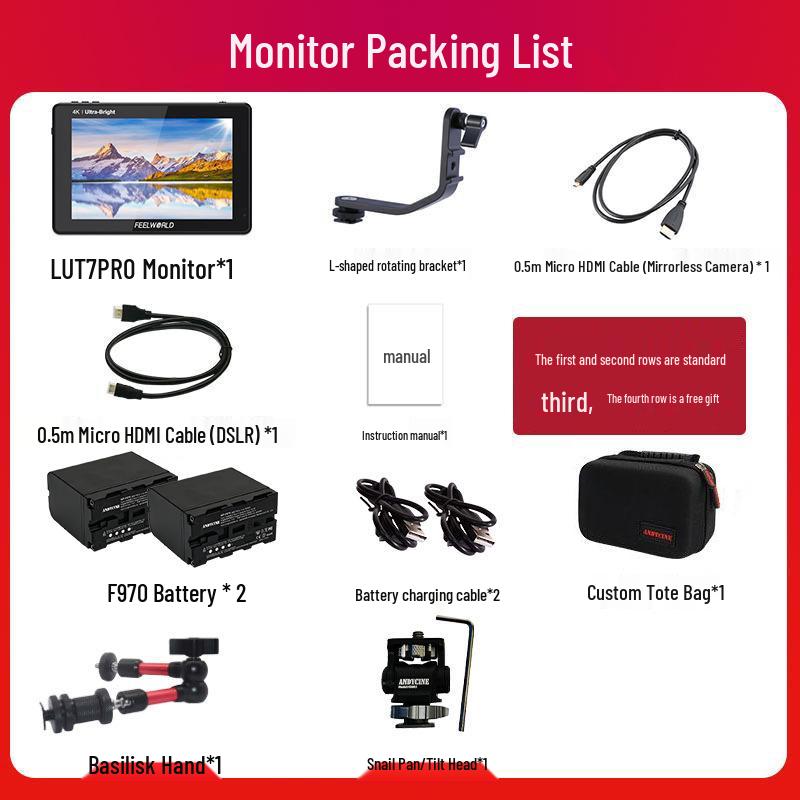 FEELWORLD LUT7 PRO Комплект монитора 4K HDR - Сенсорный экран 2200 нит, Внешний блок питания