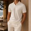 Herren Polohemd aus Tencel-Viskose-Mischung Atmungsaktiv Stretch Business Casual V-Ausschnitt Sommer Oberteil Einfarbige
