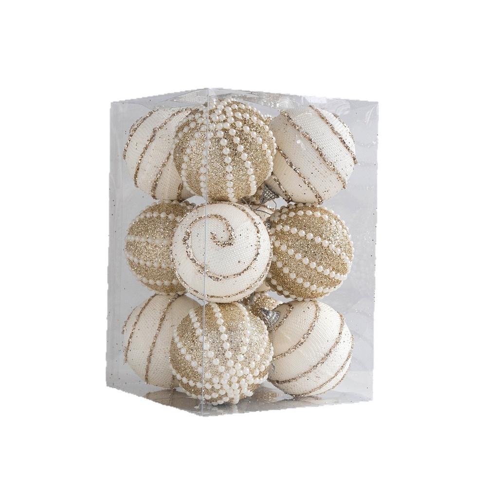 

Christmas Ball Ornament Set 12 Pieces 8cm For CHAMPAGNE Silver Painted Foam Balls Lightweight and Stylish for Tree Decoration