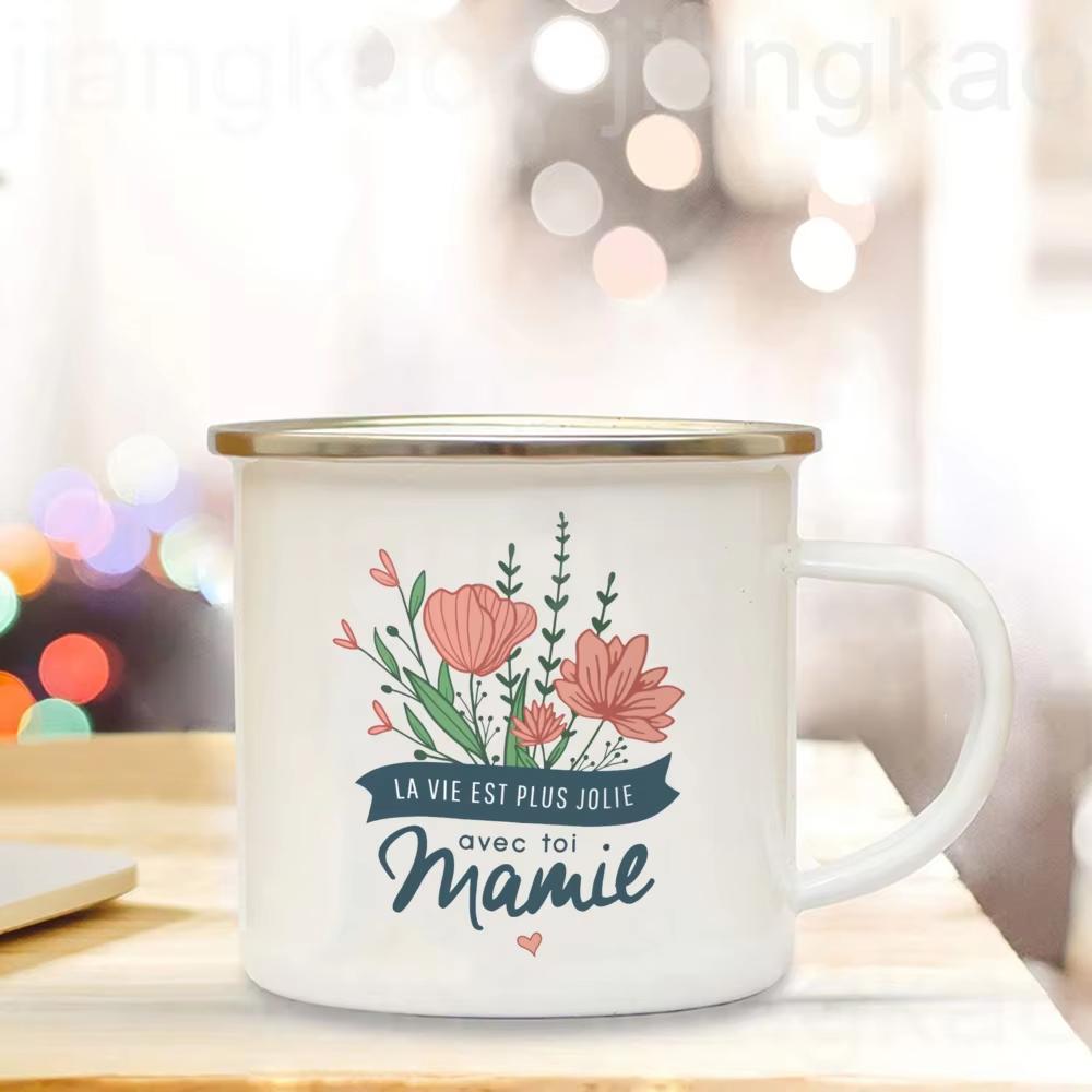 Thank You Grandma for All These Magical Moments Print Enamel Mug Outdoor Cup Drink Coffee Cups Holiday Birthday Gift for Grandma