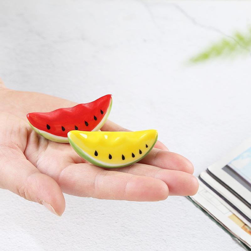 Multifunctional Watermelon Ceramic Chopstick Rest Portable Spoon Fork Tableware Holder Cute Pen Rack for Kitchen Office Desk