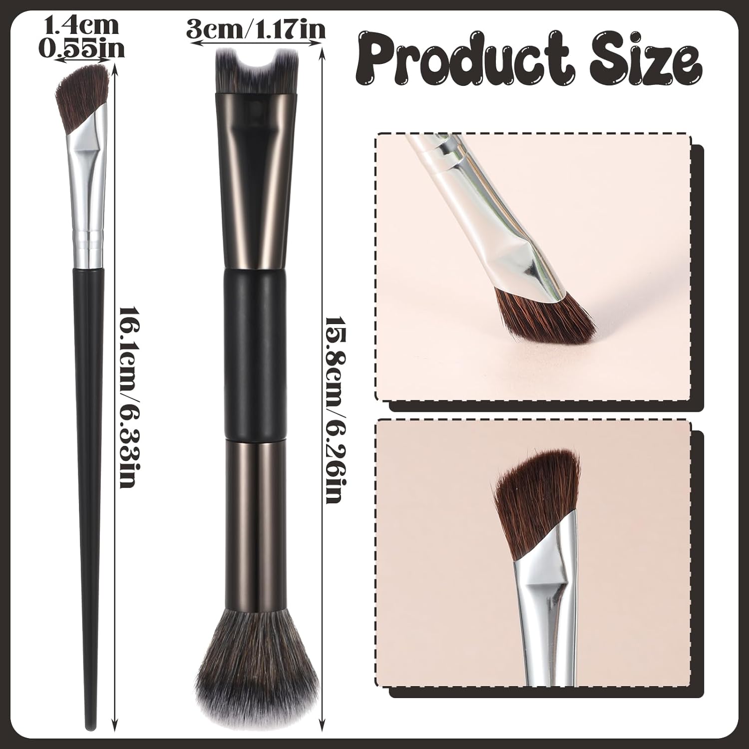 

3Pcs Nose Contour Brushes Kit, 2-In-1 U-Shaped Brush & Fluffy Brush for Sculpting and Defining Nose Contour, Precision Dual Ended Makeup Brushes for