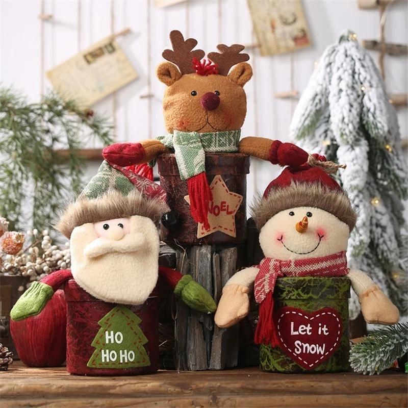 Xmas New Year DIY Christmas Temperament Candy Jar Santa Claus Gift Box Snowman Apple Box Children's Cartoon Doll Gift Box