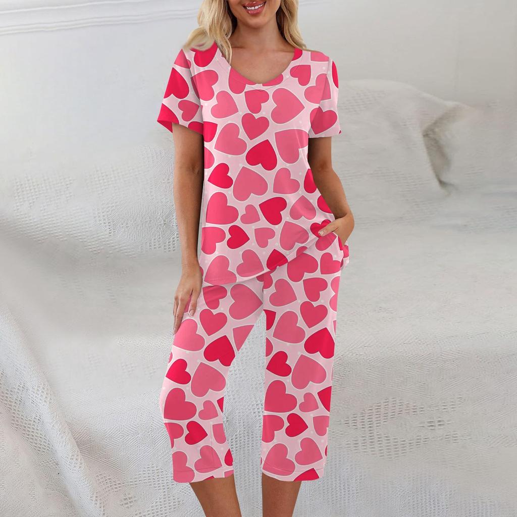 2 Piece Sets For Women Summer Short Sleeve Top And Pants With Pockets Workout Soft Sets