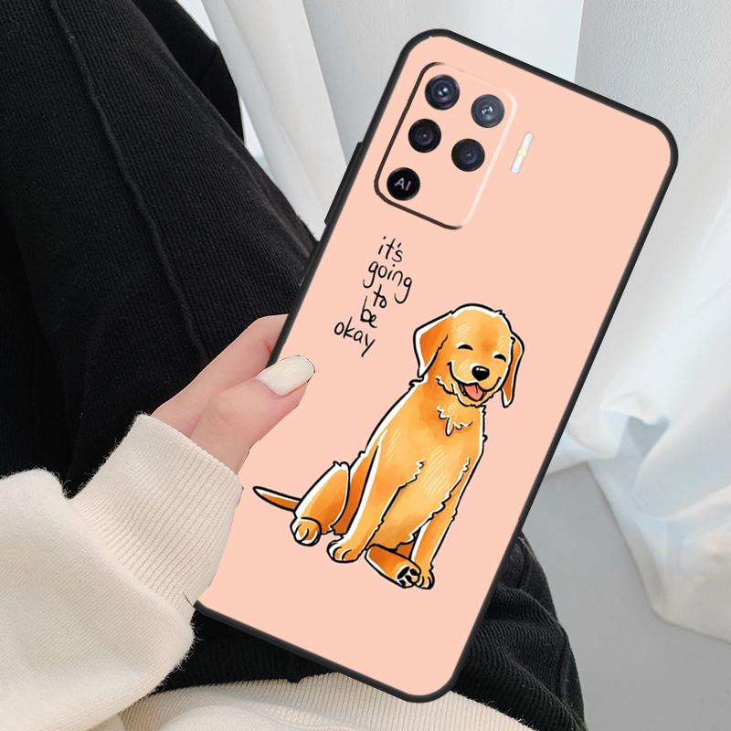Cartoon Golden Retriever Dog Case For Oppo A17 A57 A77 A40 A78 A54 A74 A94 A76 A16 A96 A18 A60 A80 A38 A58 A98 A15 A5 Pro