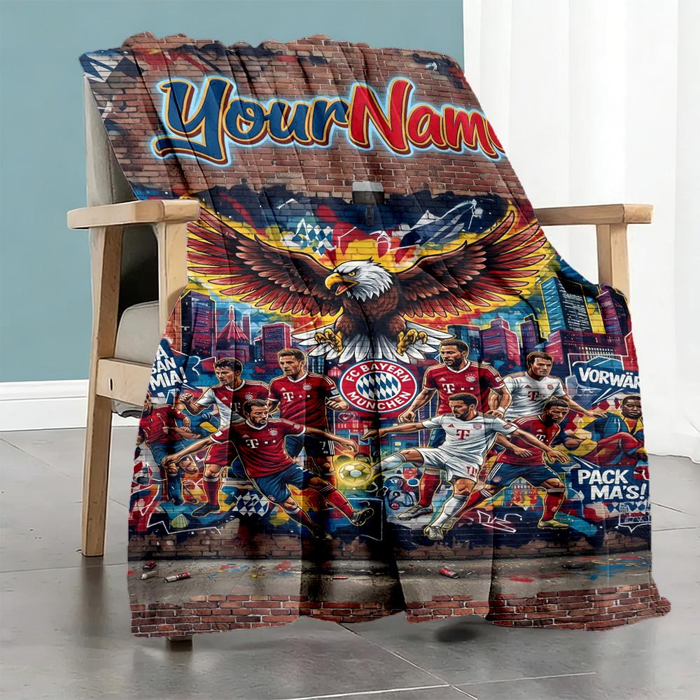 Bayern Munich Personalized Text Blanket Lightweight Customizable Blanket Warmthful Decor Perfect for Seaside Home Decor Chair Bedding for All Occasion