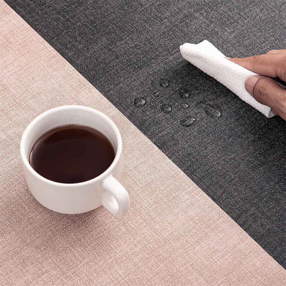 Single/Double-Sided Leather Placemats Rectangular Stylish Minimalist Placemats Heat-Resistant, Non-Slip, Waterproof, Insulated