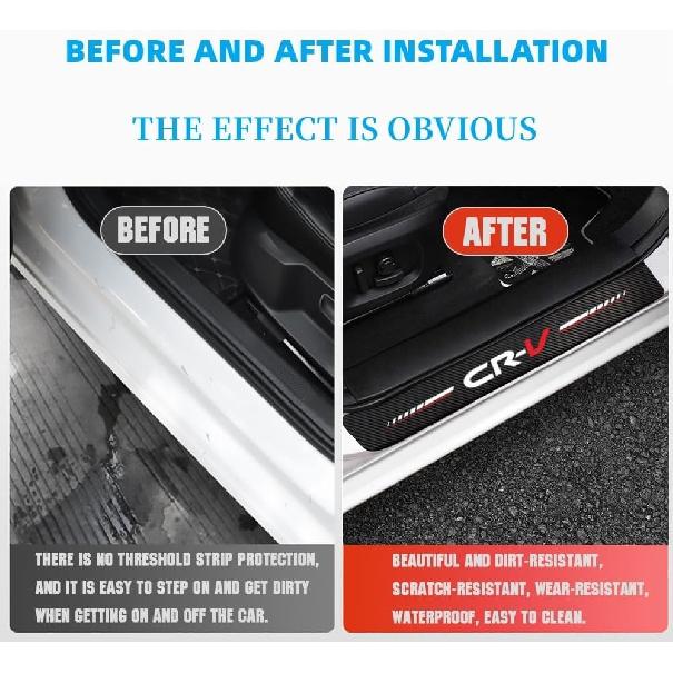 4Pcs Car Door Sill Protector For CR-V Accessories Fit For CRV Carbon Fiber Leather Door Sill Sticker, Decoration Door Sill Scuff Plate Sticker For