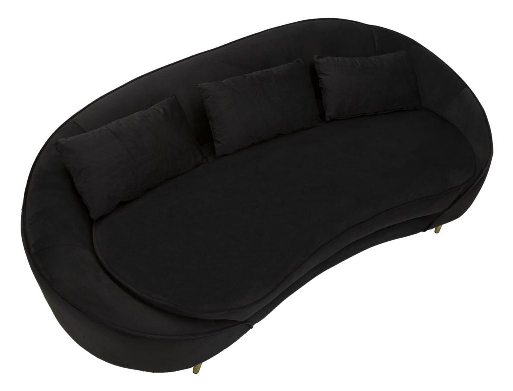 Sofa 3-Sitzer Oslo Mit Kissen Schwarz Cm 185X84X68