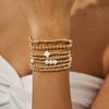 Bohemian Imitation Pearl Rice Bead Beaded Bracelet, Personalized Acrylic Cross Elastic Bracelet.