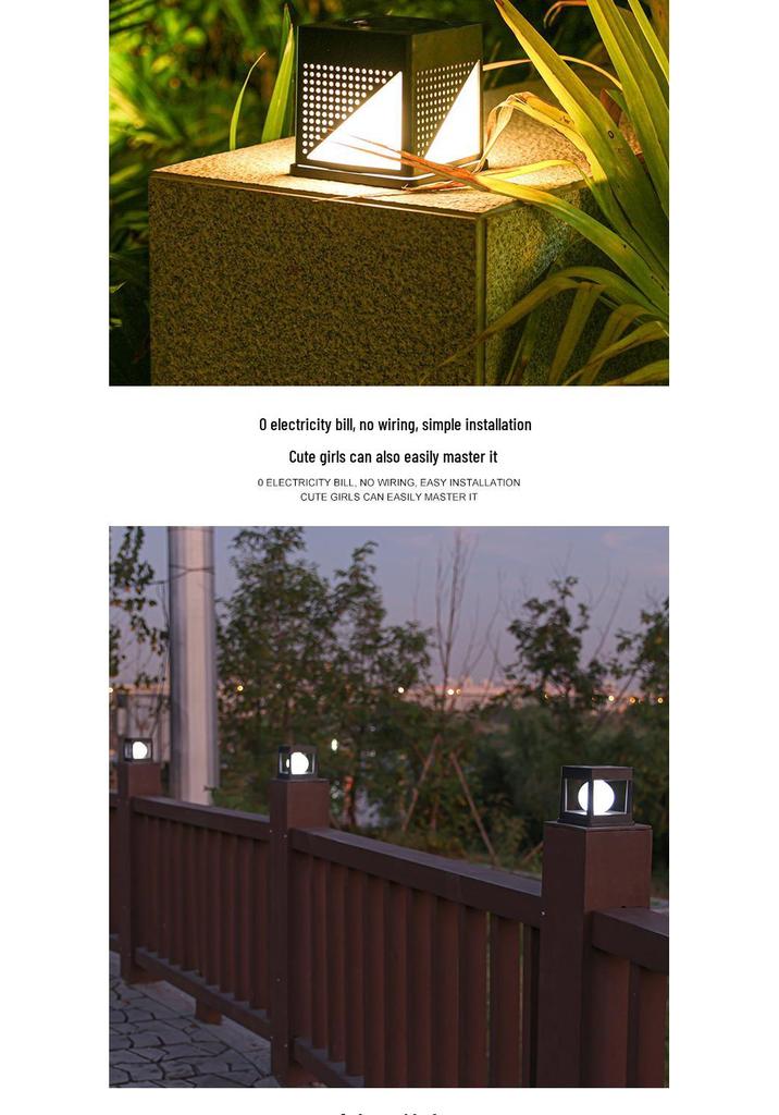 Waterproof Solar Post Cap Light for Outdoor Garden and Courtyard