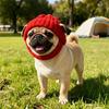 Maltese Dog Beanie Hat, Cozy Soft Knit with Ear Flaps, Cute Playful Dog Design, for Small Dogs, Red & Winter, Indoor/Outdoor Use