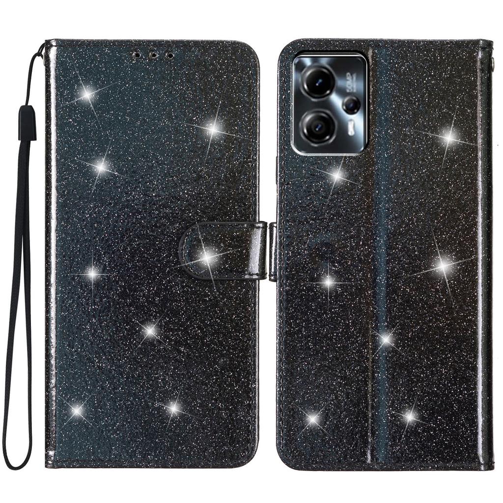 For Motorola Moto G13 4G/G23 4G Glittery Flip Wallet Stand Leather Case Anti-drop Phone Cover