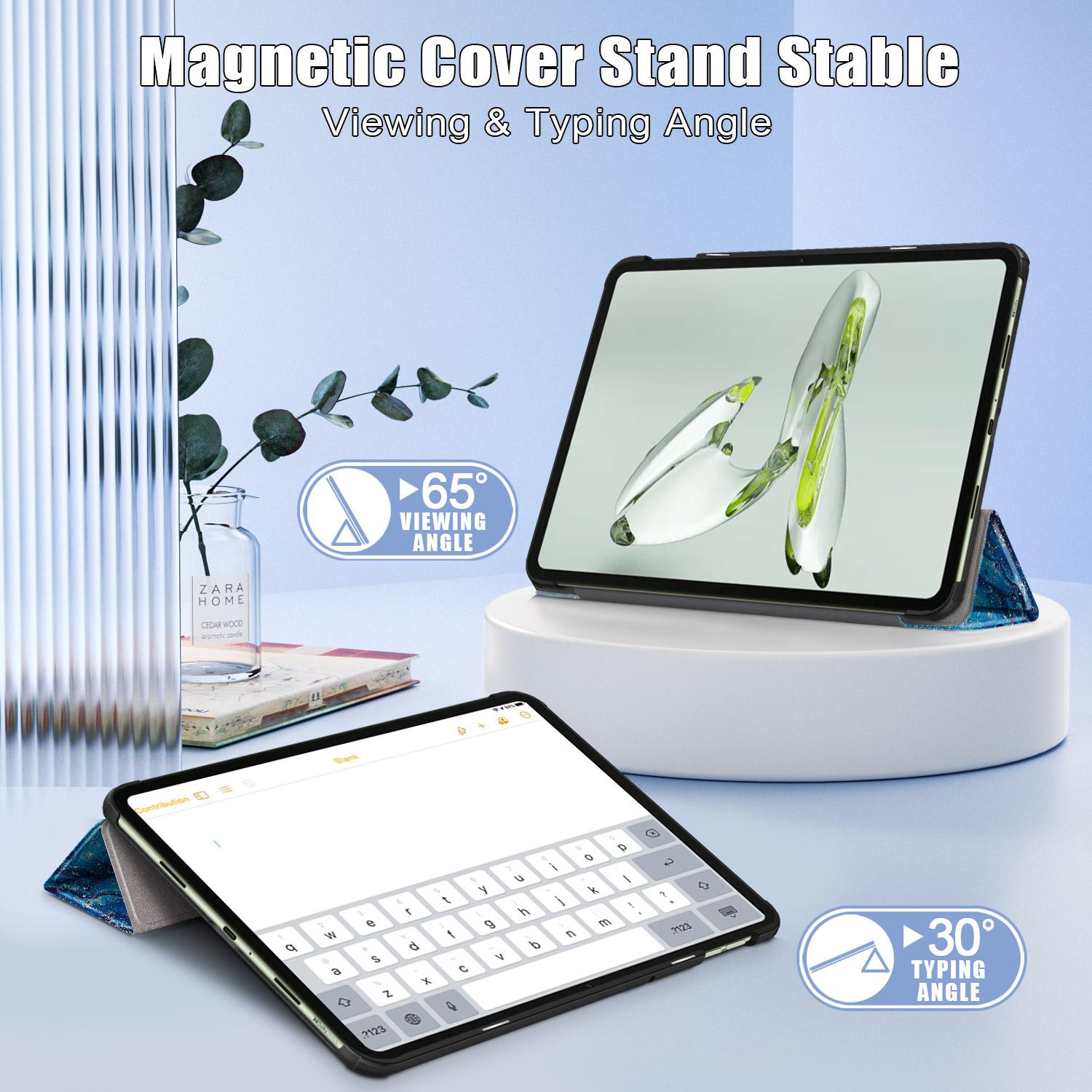 

For OnePlus Pad Go/Oppo Pad Air 2 Smart Cover Full-Body Tri-fold Stand Pattern Tablet Case Cat