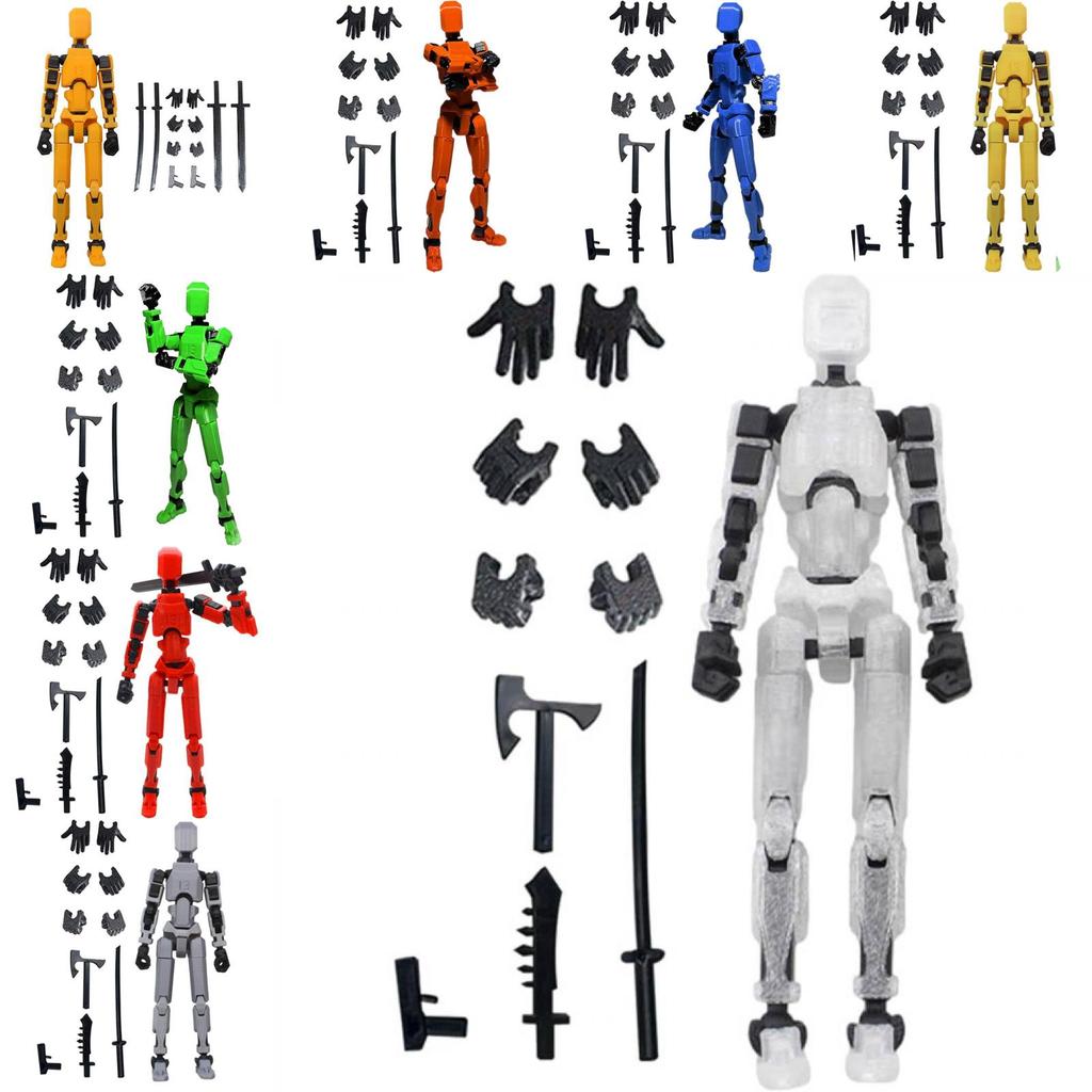 3d Printed Lucky Articulated Doll Toy For Emotional Visual And Intellectual Development Red With 3 Hand Types And 4 Weapons