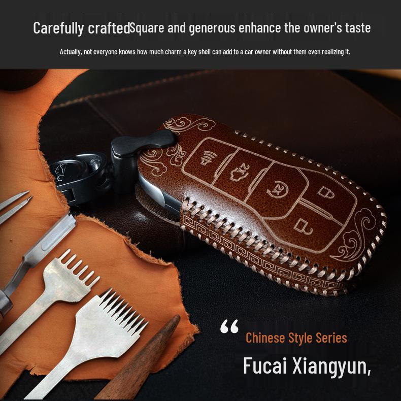 Ford Key Case Cover: Fits Mondeo, Focus, Edge, Mustang, Taurus, Explorer, Raptor - Cowhide with Buckle