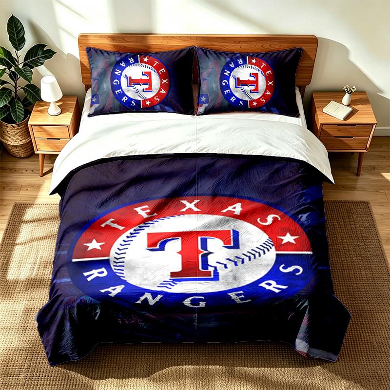 Texas Rangers (14) 3pc Set Suitable for Master Bedrooms Soft and Comfortable an Ideal Gift for Family and Friends Includes One Duvet Cover and Two Pil