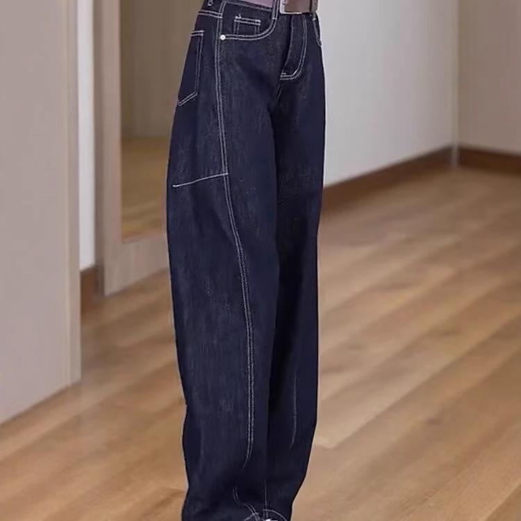Plus Size High Waist Retro Straight Leg Jeans for Women - Autumn 2024 Collection