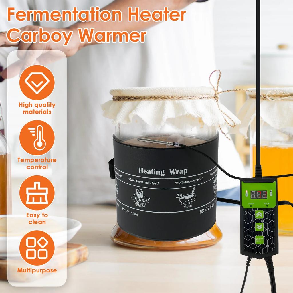 Kombucha Heizmanschette Gleichmäßige Erwärmung Kombucha-Glas Heizmanschette Wasserdicht Langlebig Fermentationsheizmatte für die Heimfermentation