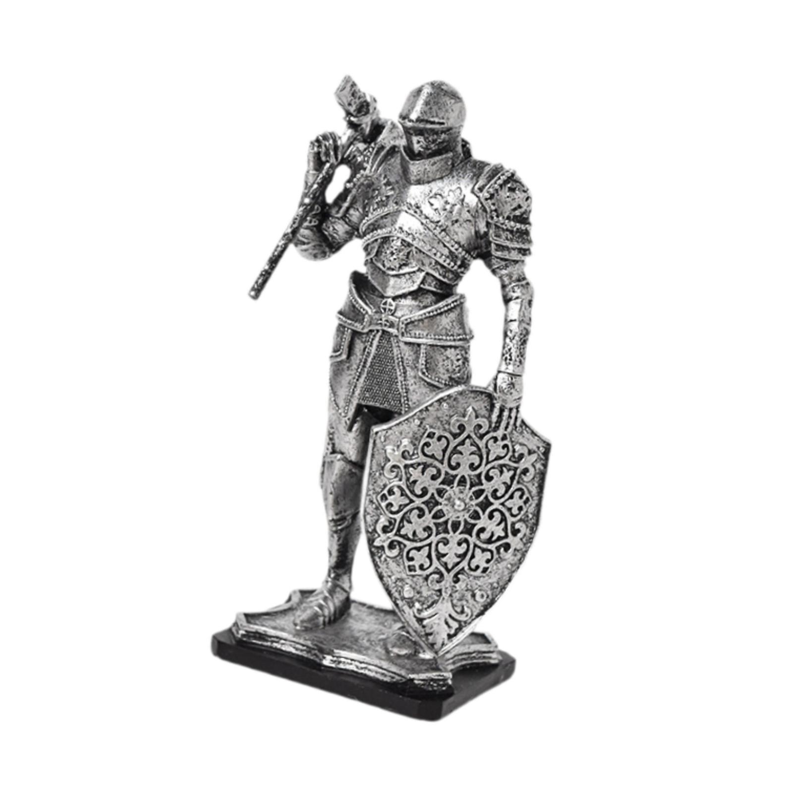 

Статуя рыцаря, скульптура из смолы в стиле ретро для прихожей, гостиной, входа серебряный