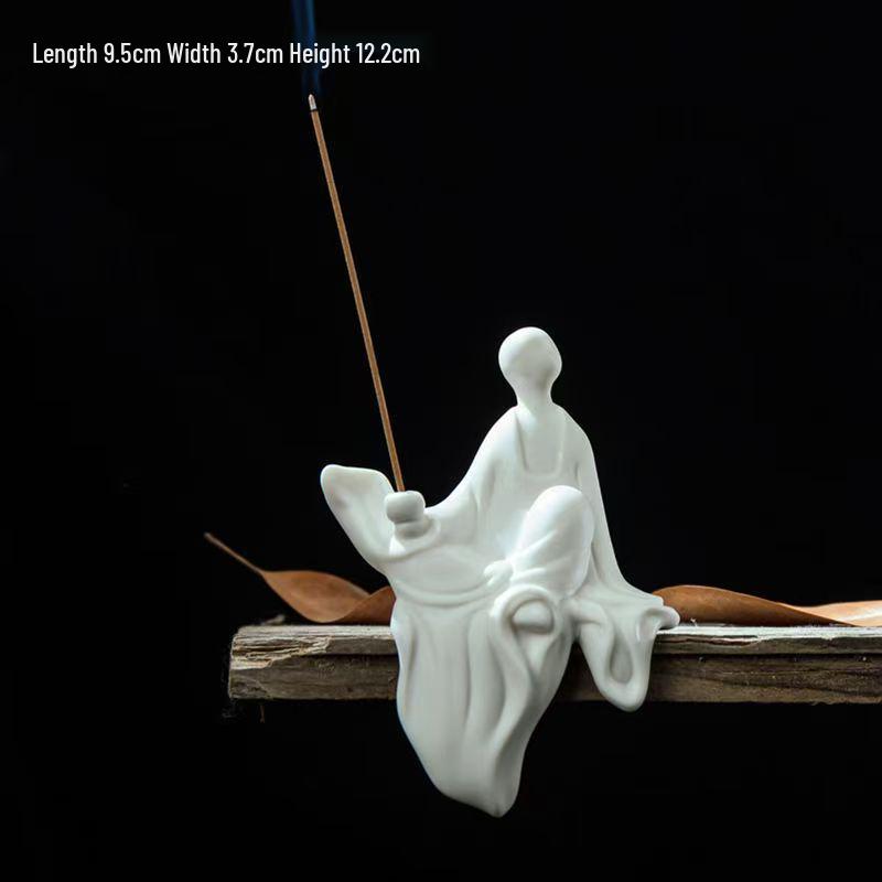 Zen Ceramic Buddha Monk Figure: Minimalist Chinese Decor for Living Room & Study