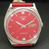 AUTOMATIC 7006A VINTAGE SEIKO 5 JAPAN MENS RED COLOR DIAL WATCH A701634-5 R206c-a701634