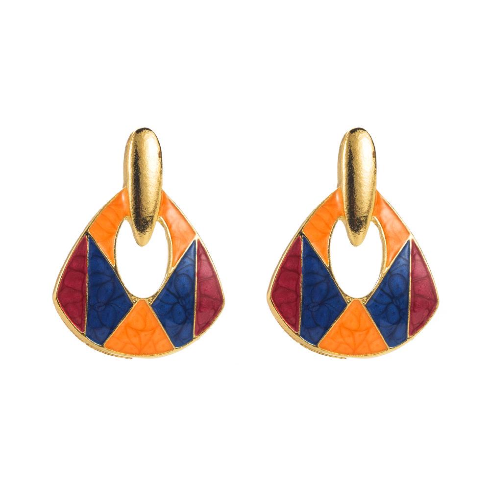 Turquoise Enamel Drip Alloy Earrings with S925 Silver Needle - Elegant Socialite Banquet Studs