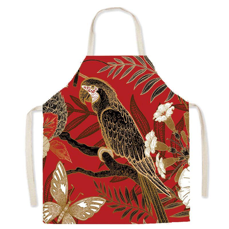 

Pastoral Style Floral Series Kitchen Sleeveless Apron Color Floral Linen Apron Parent-Child Children S Apron 47x38cm