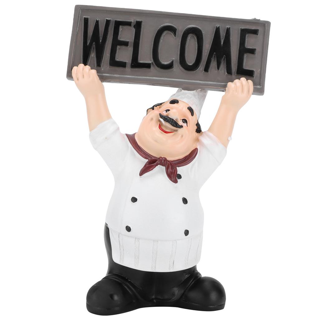 Chef Sculpture Raise Your Hands Welcome Resin France Cook Ornaments for Bakery Cafe Restaurant Bar