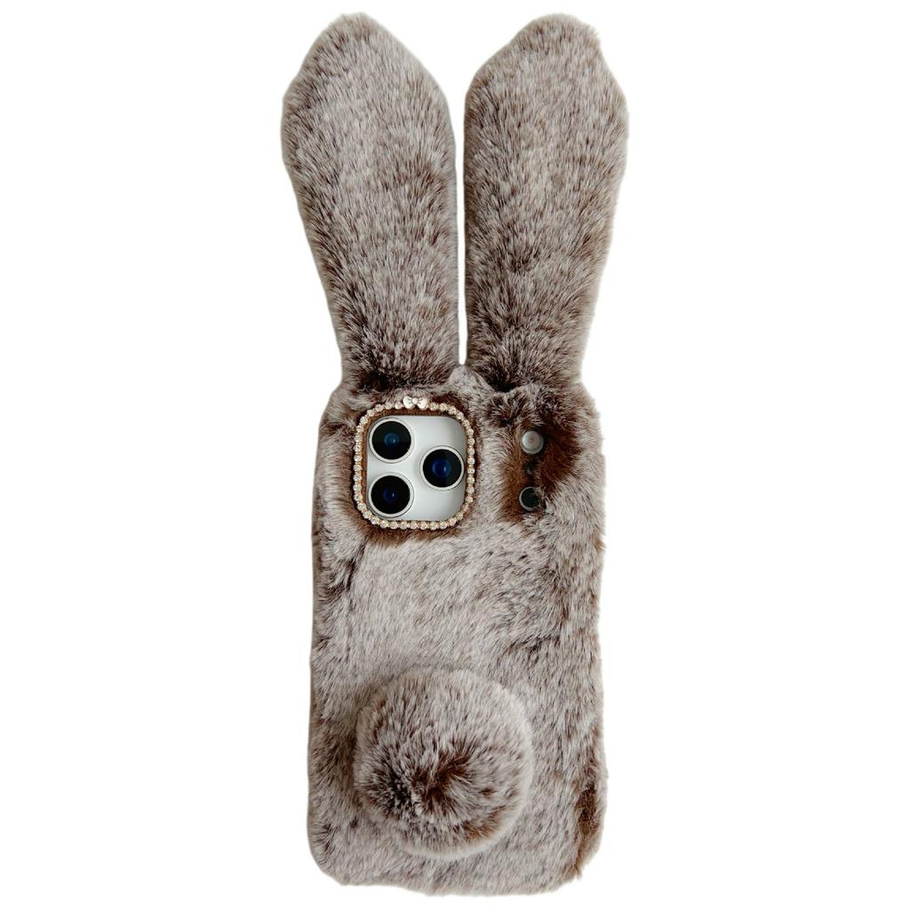 For iPhone 17 Pro Case Plush Cute Bunny Winter Fluffy TPU Phone Cover