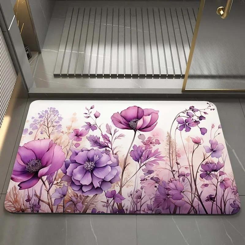 Cute Cat Fast Drying Bathroom Mat Washable Floor Bathroom Door Mat Anti-Slip Soft Shower Room Carpet Rug Living Room Doormat