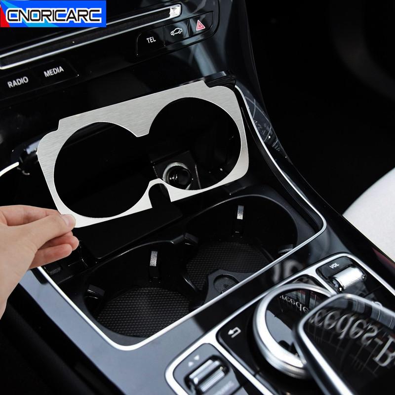 Car Console Water Cup Holder Frame Decoration Cover Trim Interior Sticker For Mercedes Benz C E Class W205 W213 GLC X253 2016-18