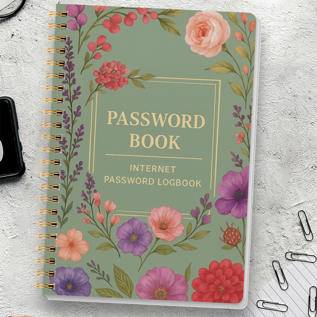 A5 Passwortbuch, Internetkonto- und Website-Login-Organizer, Notizbereich, Perfektes Passwortjournal zur Verwaltung der Cybersicherheit