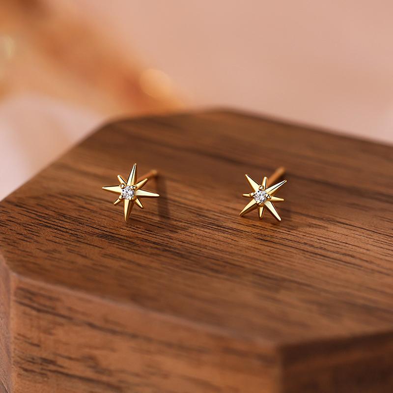 

SOFTPIG 100% 925 Silver Zircon Star Stud Earrings for Women Classic Fine Jewelry Minimalist Accessories
