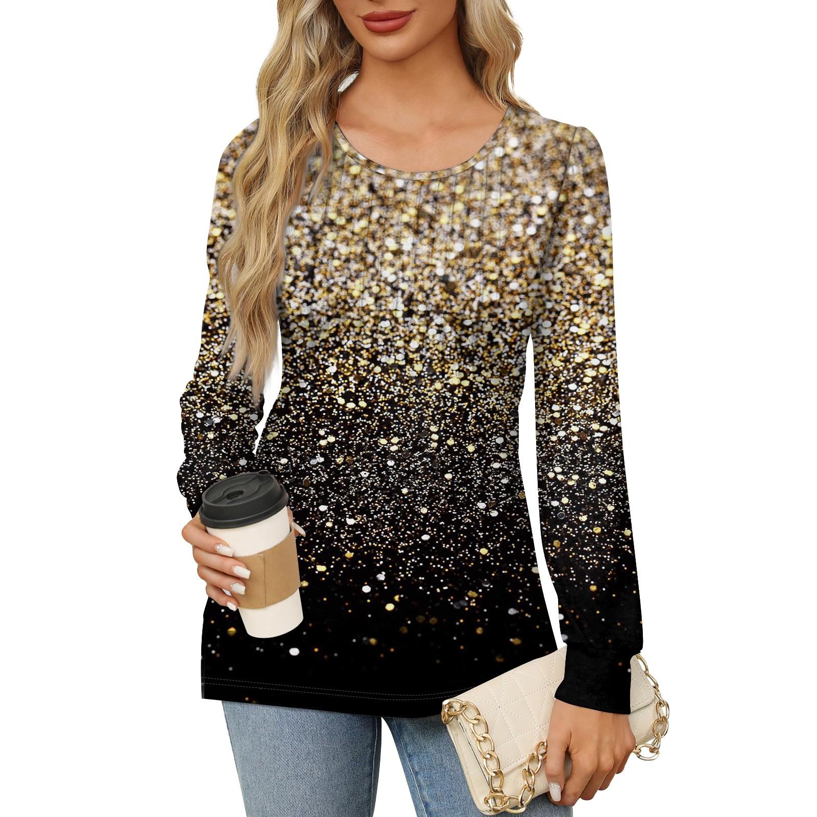 Женская повседневная плиссированная футболка с круглым вырезом и длинными рукавами — фото 12