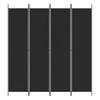4 Piece Black Folding Screen 200 X 220 Cm Fabric