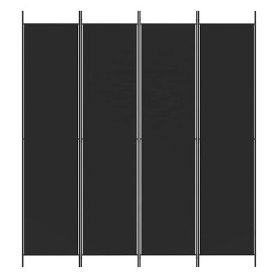 4 Piece Black Folding Screen 200 X 220 Cm Fabric