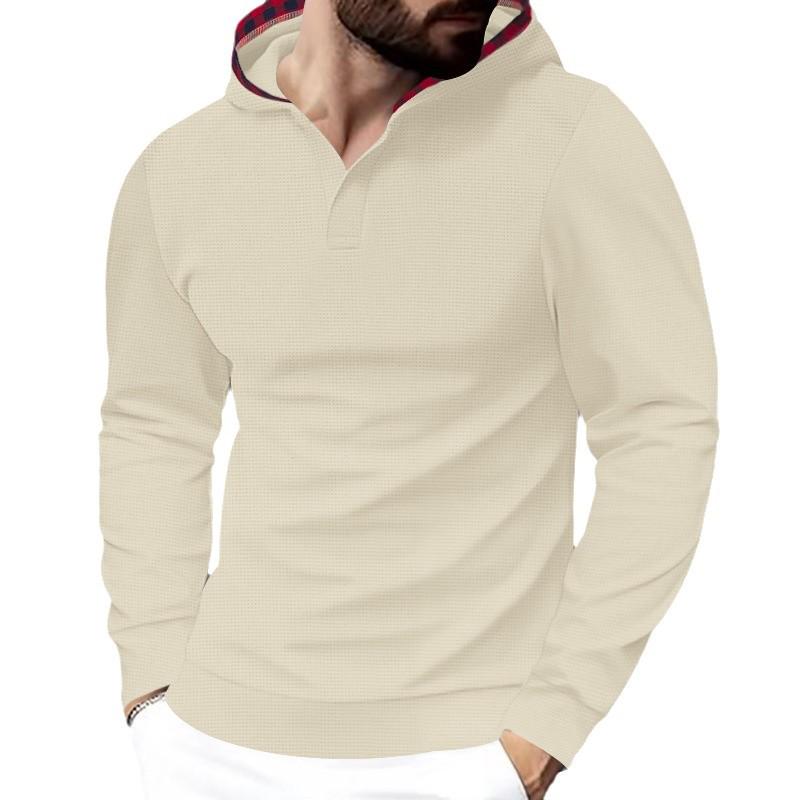 Men's Cross-border Casual Sports Hoodie - Waffle Knit, Long Sleeve, Plus Size for Autumn/Winter