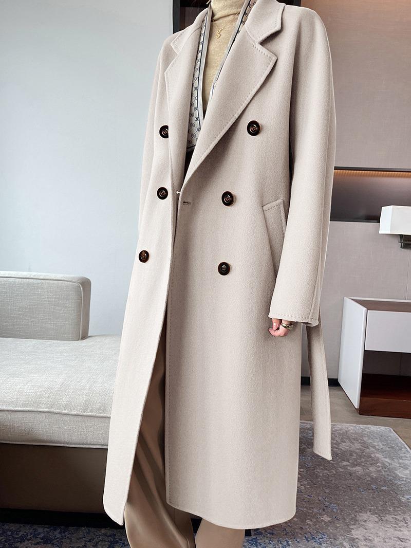 

Женское длинное двустороннее пальто верблюжьего цвета: 30% Кашемир, 70% Шерсть - Новая коллекция Осень/Зима 2024 XS песочный