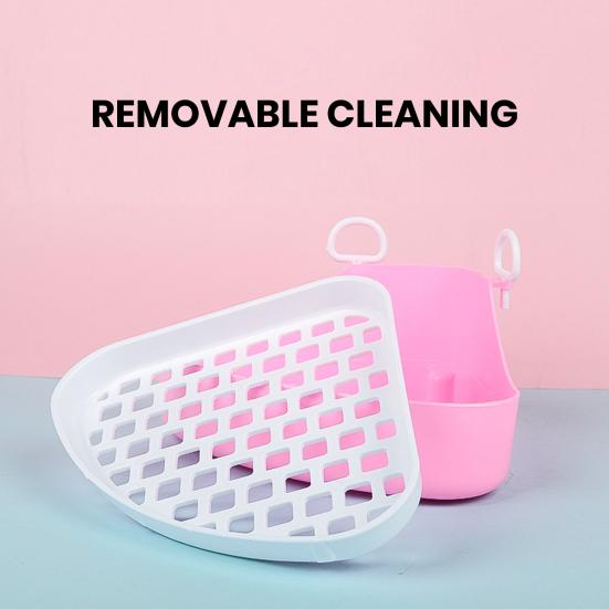 Small Pet Toilet Detachable Triangular Hollow Rabbit Litter Box for Ferrets Hamsters Cats Guinea Pig
