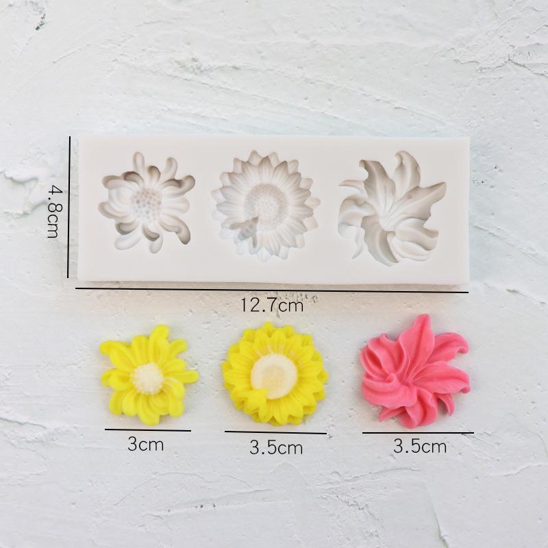 Silikon Fondantform zum Kuchendekorieren - Rosen, Gänseblümchen, Chrysanthemen