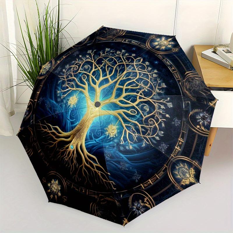 

Enchanted Tree of Life Wall Art: Mystical Decor for Your Space Umbrella, Portable 3-Fold Compact Umbrella for Men & Women ES6