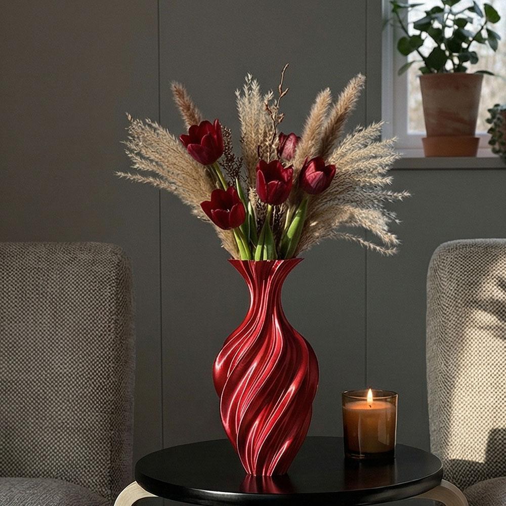 Nordic Flower Vase Room Decor Plastic Flower Vase 3D Abstract Twist Flower Bottle Aesthetic Floral Arrangement Display Vase