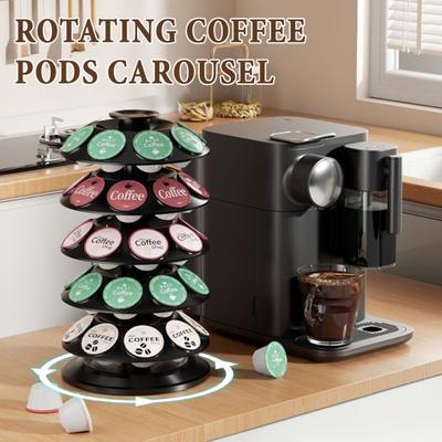 Coffee Pods Holder for K Cups Spinning Coffee Capsule Organizer Holds 40 Capsules Space Saving Coffee Pods Carousel for Kitchen Counter Office