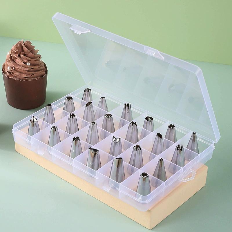 24 Styles Stainless Steel Decorative Pastry Nozzle Cake Decoration Set Box Decoration Nail Conversion Connector Baking Nozzles