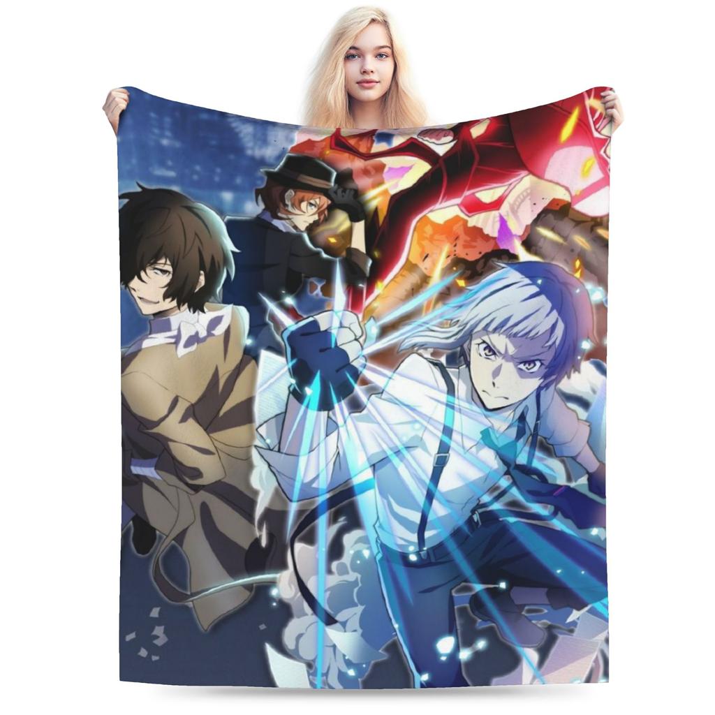 Super Soft Bungos Strays Dogs Manga Atsushi Nakajima Throw Blanket Premium Fleece Flannel Blanket Cozy Plush Blankets All Season