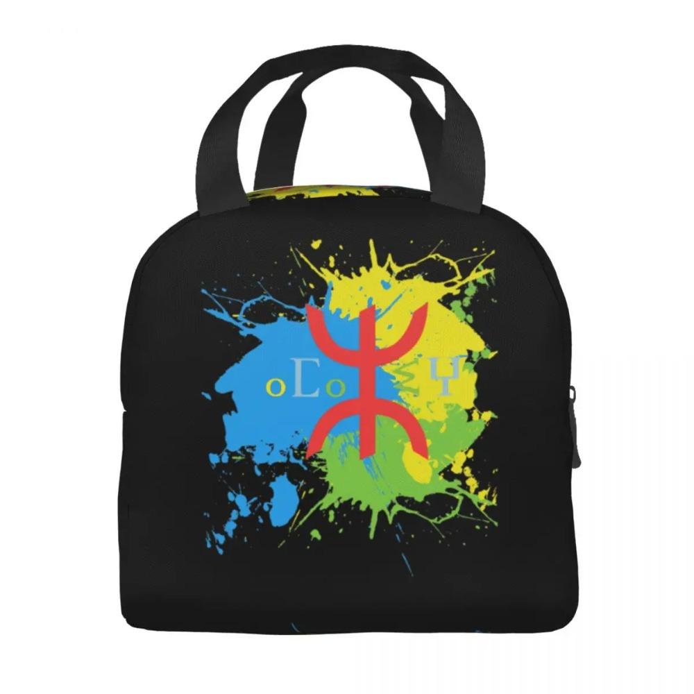 Custom Amazigh Flag Thermal Insulated Lunch Bag Women Berber Pride Tifinagh Resuable Lunch Container for Multifunction Food Box