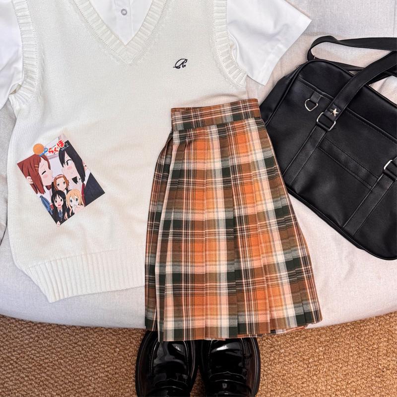 Japanese Style Authentic Pleated Tartan Skirt - School Uniform & Academic Style, Popular Whitening Summer Item