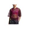 Nike Camiseta Deportiva de Malla con Cordón y Manga Corta para Mujer Tops Burdeos AR3034-609