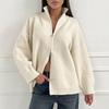 Übergroßer Strickcardigan Damen Übergröße Lockerer Schnitt Langarm Dick Warm Offene Vorderseite Mit Doppelreißverschluss